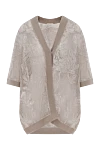 Brunello Cucinelli Openwork cardigan with embroidery beige women's cotton - floral embroidery. 100% cotton. Fastener: buttons. Country of manufacture: Italy. Care: specialized cleaning - photo 1