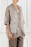 Brunello Cucinelli Openwork cardigan with embroidery beige women's cotton - floral embroidery. 100% cotton. Fastener: buttons. Country of manufacture: Italy. Care: specialized cleaning - photo 3
