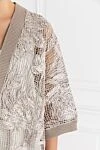 Brunello Cucinelli Openwork cardigan with embroidery beige women's cotton - floral embroidery. 100% cotton. Fastener: buttons. Country of manufacture: Italy. Care: specialized cleaning - photo 5