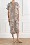 Long cardigan with embroidery beige women's cotton Brunello Cucinelli - floral embroidery. 100% cotton. Fastener: buttons. Country of manufacture: Italy. Care: specialized cleaning - photo 2