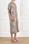 Brunello Cucinelli Long cardigan with embroidery beige women's cotton - floral embroidery. 100% cotton. Fastener: buttons. Country of manufacture: Italy. Care: specialized cleaning - photo 3