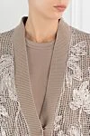 Brunello Cucinelli Long cardigan with embroidery beige women's cotton - floral embroidery. 100% cotton. Fastener: buttons. Country of manufacture: Italy. Care: specialized cleaning - photo 5