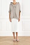 Poncho Style Hooded Cardigan in Mesh Cotton Gray Brunello Cucinelli - 100% cotton. Fastener: zipper, buttons. Country of manufacture: Italy. Care: specialized cleaning - photo 2