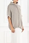 Brunello Cucinelli Poncho Style Hooded Cardigan in Mesh Cotton Gray - 100% cotton. Fastener: zipper, buttons. Country of manufacture: Italy. Care: specialized cleaning - photo 3