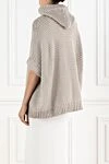 Poncho Style Hooded Cardigan in Mesh Cotton Gray Brunello Cucinelli - 100% cotton. Fastener: zipper, buttons. Country of manufacture: Italy. Care: specialized cleaning - photo 4