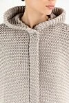 Brunello Cucinelli Poncho Style Hooded Cardigan in Mesh Cotton Gray - 100% cotton. Fastener: zipper, buttons. Country of manufacture: Italy. Care: specialized cleaning - photo 5