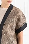 Brunello Cucinelli Коричневий сітчастий кардиган з квітковою вишивкою з бавовни - 100% бавовна. блискавка, кнопки. Країна виробник: Італія. Догляд: спеціалізоване чищення - фото 5
