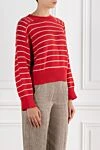 Brunello Cucinelli Красный джемпер из хлопка в полоску женский - узор полоска. 100% хлопок. Страна производитель: Италия. Уход: специализированная чистка - фото 3