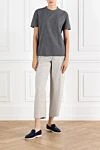 Gray T-shirt with sequin embroidery cotton women's Brunello Cucinelli - sequin embroidery. 93% cotton, 7% elastane. Country of manufacture: Italy. Care: specialized cleaning - photo 2