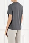 Gray T-shirt with sequin embroidery cotton women's Brunello Cucinelli - sequin embroidery. 93% cotton, 7% elastane. Country of manufacture: Italy. Care: specialized cleaning - photo 4