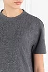Brunello Cucinelli Gray T-shirt with sequin embroidery cotton women's - sequin embroidery. 93% cotton, 7% elastane. Country of manufacture: Italy. Care: specialized cleaning - photo 5