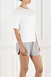 Brunello Cucinelli White Women's Cotton T-Shirt with Monile Chain - Monil chain. 100% cotton. Country of manufacture: Italy. Care: specialized cleaning - photo 3