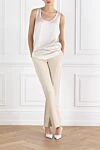 Reversible top made of elastic silk satin beige Brunello Cucinelli - 96% silk, 4% elastane. Country of manufacture: Italy. Care: specialized cleaning - photo 2