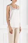 Brunello Cucinelli Reversible top made of elastic silk satin beige - 96% silk, 4% elastane. Country of manufacture: Italy. Care: specialized cleaning - photo 3