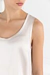 Brunello Cucinelli Reversible top made of elastic silk satin beige - 96% silk, 4% elastane. Country of manufacture: Italy. Care: specialized cleaning - photo 5