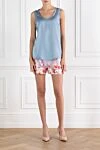 Brunello Cucinelli Blue elastic silk satin top - 96% silk, 4% elastane. Country of manufacture: Italy. Care: specialized cleaning - photo 1