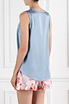 Brunello Cucinelli Blue elastic silk satin top - 96% silk, 4% elastane. Country of manufacture: Italy. Care: specialized cleaning - photo 3