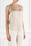 Beige elastic silk satin top Brunello Cucinelli - 96% silk, 4% elastane. Country of manufacture: Italy. Care: specialized cleaning - photo 2