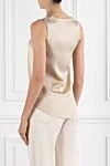 Brunello Cucinelli Beige elastic silk satin top - 96% silk, 4% elastane. Country of manufacture: Italy. Care: specialized cleaning - photo 3