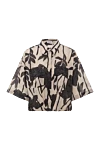 Brunello Cucinelli Women's cotton poplin blouse with leaf print beige - leaf print. Material: 100% cotton. buttons. two chest pockets. Country of manufacture: Italy. Care: specialized cleaning - photo 1