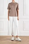 Brunello Cucinelli Beige women's polo shirt with chest pocket and cotton monili chain - monili chain. 100% cotton. Fastener: buttons. chest pocket. Country of manufacture: Italy. Care: specialized cleaning - photo 1