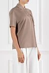 Beige women's polo shirt with chest pocket and cotton monili chain Brunello Cucinelli - monili chain. 100% cotton. Fastener: buttons. chest pocket. Country of manufacture: Italy. Care: specialized cleaning - photo 2