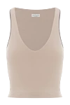 Brunello Cucinelli Бежевый трикотажный топ с цепочкой с отделкой Monili - цепочка Monili. 93% хлопок, 7% эластан. Страна производитель: Италия. Уход: специализированная чистка - фото 1