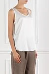 Brunello Cucinelli Basic white silk top - 96% silk, 7% elastane. Country of manufacture: Italy. Care: specialized cleaning - photo 3