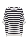 Brunello Cucinelli Striped cashmere and silk boat neck t-shirt - striped pattern. 70% cashmere, 30% silk. Country of manufacture: Italy. Care: specialized cleaning - photo 1