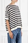 Brunello Cucinelli Striped cashmere and silk boat neck t-shirt - striped pattern. 70% cashmere, 30% silk. Country of manufacture: Italy. Care: specialized cleaning - photo 3