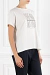 Brunello Cucinelli Cotton T-shirt with Dream out loud print beige women's - Dream out loud print. 100% cotton. Country of manufacture: Italy. Care: specialized cleaning - photo 3