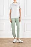 Brunello Cucinelli Classic Women's Cotton T-Shirt with Logo - brand logo. 100% cotton. Country of manufacture: Italy. Care: specialized cleaning - photo 1