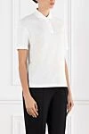 Brunello Cucinelli White Women's Polo Shirt with Embroidery and Sequins Made of Cotton - sequins, embroidery. 100% cotton. Fastener: buttons. Country of manufacture: Italy. Care: specialized cleaning - photo 3