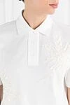 Brunello Cucinelli White Women's Polo Shirt with Embroidery and Sequins Made of Cotton - sequins, embroidery. 100% cotton. Fastener: buttons. Country of manufacture: Italy. Care: specialized cleaning - photo 5