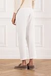 Snow-white cotton trousers for women with a classic line and impeccable fit Brunello Cucinelli - 100% cotton. Color: white. Fastener: buttons, zipper. Country of manufacture: Italy. Care: specialized cleaning - photo 4