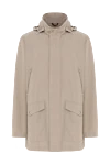 Brunello Cucinelli Чоловіча куртка-ветровка з капюшоном бежева - 70% полієстер, 30% поліамід. капюшон. дві бічні кишені. блискавка, кнопки. Країна виробник: Італія. Догляд: спеціалізоване чищення - фото 1