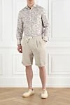 Beige men's linen and cotton shorts with drawstring and cuffs Brunello Cucinelli - cuffs. 54% linen, 46% cotton. Fastener: drawstring. Country of manufacture: Italy. Care: specialized cleaning - photo 2