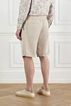 Beige men's linen and cotton shorts with drawstring and cuffs Brunello Cucinelli - cuffs. 54% linen, 46% cotton. Fastener: drawstring. Country of manufacture: Italy. Care: specialized cleaning - photo 4
