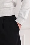 Brunello Cucinelli Шорти з куліскою та прямим кроєм із чорного трикотажу - защипи. 93% бавовна, 7% поліамід. Колір: чорний. куліска, блискавка. дві бічні, дві задні кишені. Країна виробник: Італія. Догляд: спеціалізоване чищення - фото 5