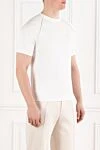 Brunello Cucinelli Белая футболка из хлопка с логотипом и рукавом реглан мужская - логотип бренда. 100% хлопок. Страна производитель: Италия. Уход: специализированная чистка - фото 3
