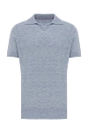 Brunello Cucinelli Blue melange cotton polo shirt without fastening - 100% cotton. Country of manufacture: Italy. Care: specialized cleaning - photo 1