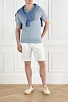 Blue melange cotton polo shirt without fastening Brunello Cucinelli - 100% cotton. Country of manufacture: Italy. Care: specialized cleaning - photo 2
