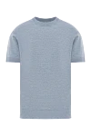 Brunello Cucinelli Blue melange linen and cotton men's t-shirt - melange. 77% linen, 23% cotton. Country of manufacture: Italy. Care: specialized cleaning - photo 1