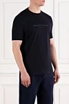 Brunello Cucinelli Men's T-shirt dark blue with print Dream out loud - Dream out loud print. 100% cotton. Country of manufacture: Italy. Care: specialized cleaning - photo 3