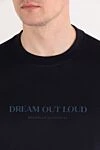 Brunello Cucinelli Men's T-shirt dark blue with print Dream out loud - Dream out loud print. 100% cotton. Country of manufacture: Italy. Care: specialized cleaning - photo 5