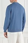 Men's cotton sweatshirt with a round neckline, blue Brunello Cucinelli - 93% cotton, 7% polyamide. Country of manufacture: Italy. Care: specialized cleaning - photo 4