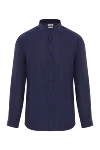 Brunello Cucinelli Men's linen shirt blue with stand-up collar - 100% linen. buttons. Country of manufacture: Italy. Care: specialized cleaning - photo 1