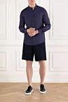 Men's linen shirt blue with stand-up collar Brunello Cucinelli - 100% linen. buttons. Country of manufacture: Italy. Care: specialized cleaning - photo 2