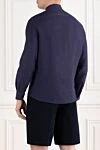 Men's linen shirt blue with stand-up collar Brunello Cucinelli - 100% linen. buttons. Country of manufacture: Italy. Care: specialized cleaning - photo 4