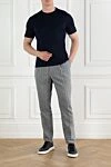Однотонная синяя футболка из хлопка мужская Brunello Cucinelli - 100% хлопок. Страна производитель: Италия. Уход: специализированная чистка - фото 2